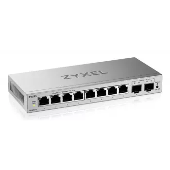 Valdomas L2 gigabito komutatorius Zyxel GS1200-10v3 — 8x Gigabit (10/100/1000), 20 Gbps, MAC 4000, stalinis, pilkas