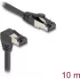 Tinklo kabelis DeLOCK RJ45 Cat.8.1 90° žemyn kampuotas / tiesus 10 m juodas