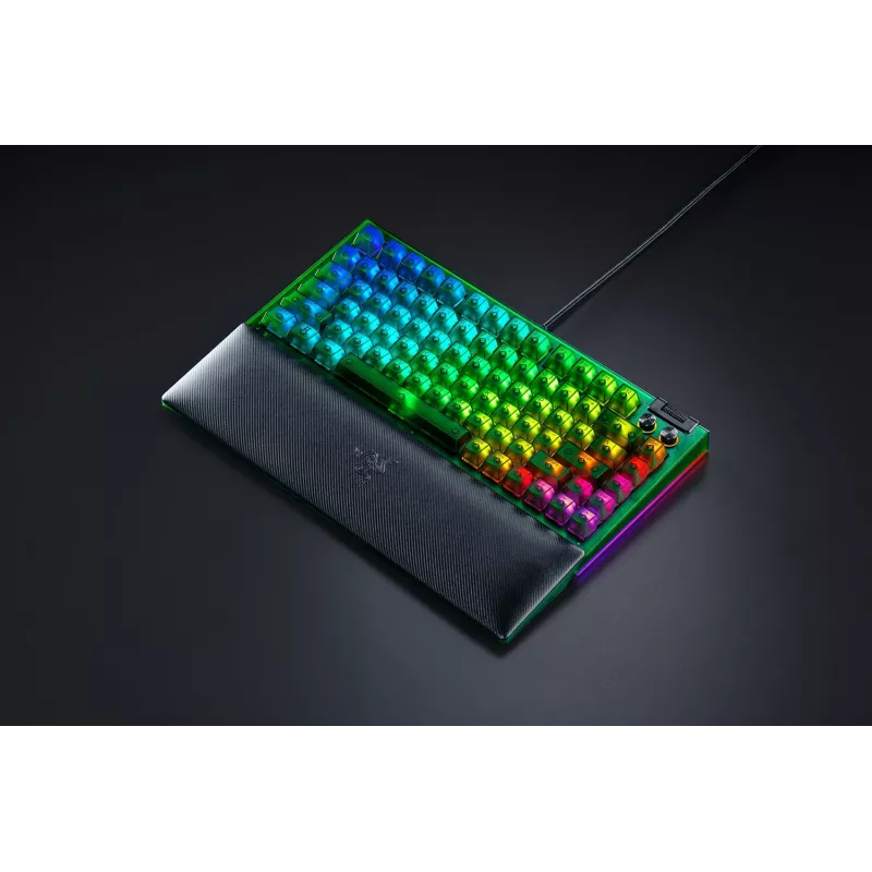 Mechaninė žaidimų klaviatūra Razer JuodaWidow V4 75% – laidinė, JAV išdėstymas, Phantom Green Edition, Razer mechaniniai taktiliniai jungikliai