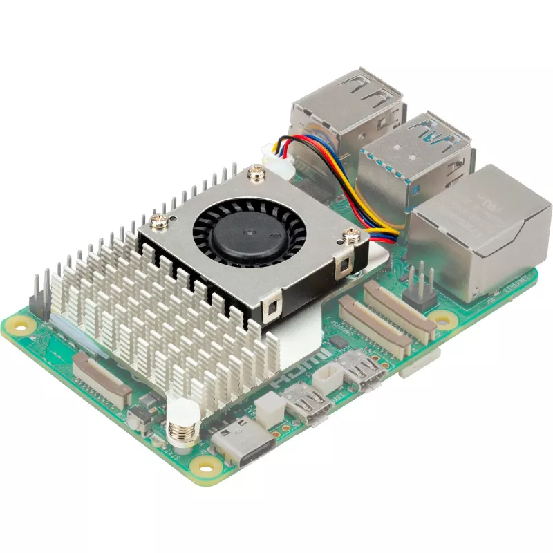 Raspberry Pi 5 priedas – aktyvus aušintuvas, ventiliatorius Raspberry Pi 5 (RPI5-ACOOL)