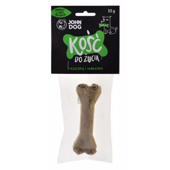 Kramtomasis kaulas šunims JOHN DOG 12 cm – anties ir obuolių skonio, 55 g, be cukraus, be konservantų