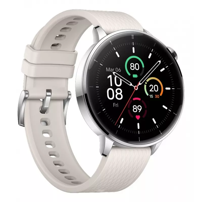 Išmanusis laikrodis ONEPLUS OnePlus Watch 3 43mm, 1,32 colio AMOLED 466×466, titano/sidabro spalvos, baltas guminis dirželis, GPS, Wi‑Fi