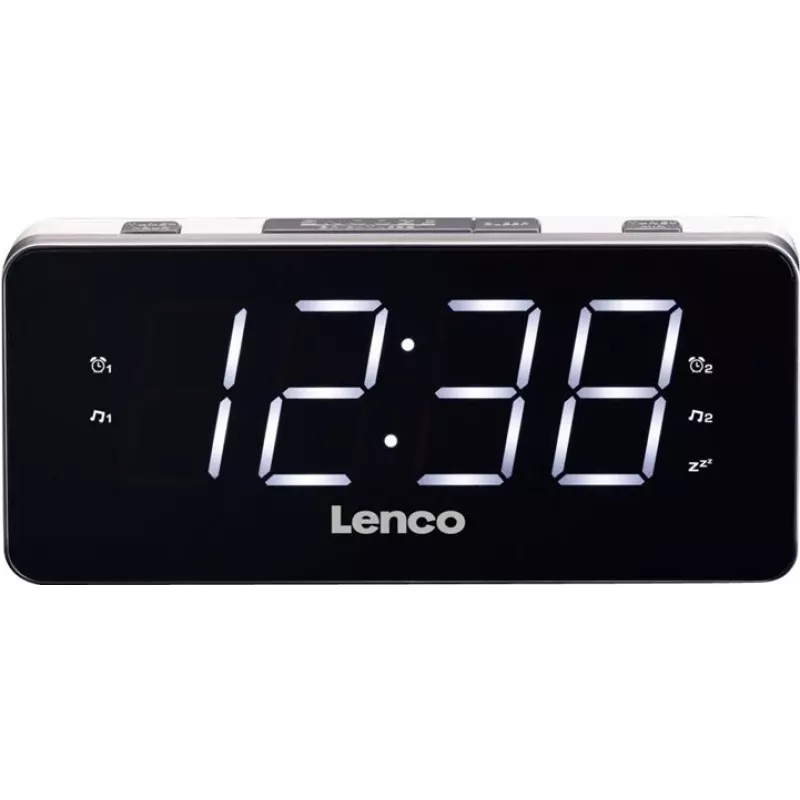 Lenco CR-18 – Laikrodis – Skaitmeninis – FM – LED – 4,57 cm (1,8 colio) – Juoda – Sidabrinė