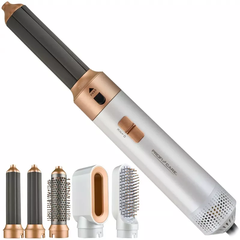 Karšto oro formuotojas Profi-Care 331321 balta-rožinė — 4 viename daugiafunkcis formuotojas, 5 priedai, 1000 W, 3 šilumos nustatymai