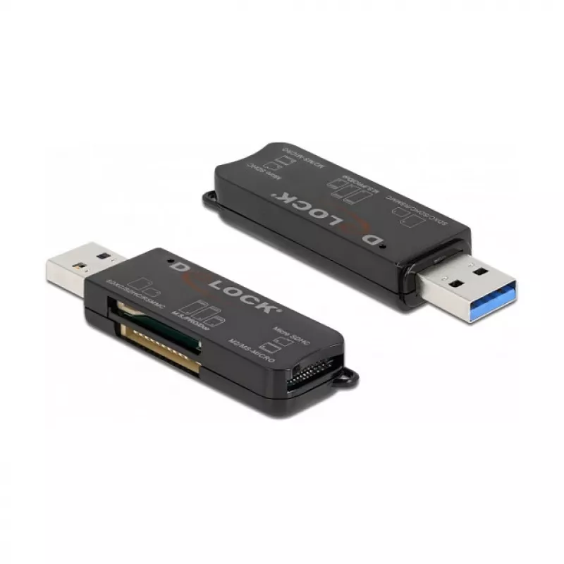 DeLOCK SuperSpeed USB kortelių skaitytuvas SD, Micro SD, MS