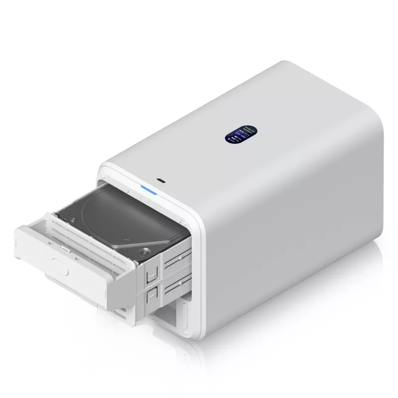 Ubiquiti UNAS-2-W Unifi Nas 2X 3.5 HDD lizdai, 2.5GBE, USB-C, POE++ adapteris