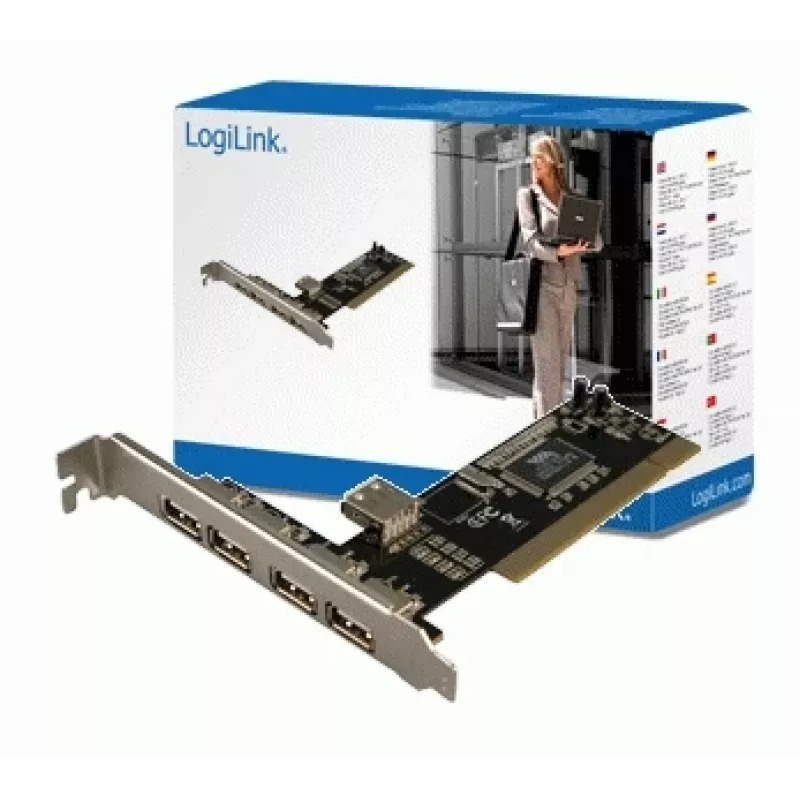 LogiLink PC0028 USB 2.0 PCI plėtotės plokštė, 4 išoriniai + 1 vidinis prievadas