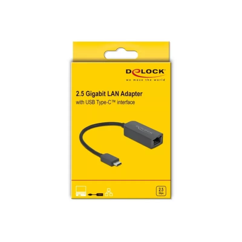 Adapter USB Type-C vyriškas į 2.5 Gigabit LAN kompaktiškas DeLOCK 66645