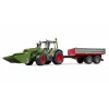 Žaislinis traktorius BRUDER Fendt Vario 211 su priekiniu krautuvu ir šonine priekaba