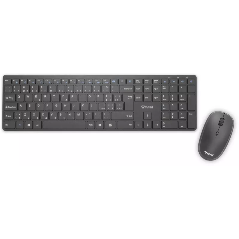 Belaidis klaviatūros ir pelės rinkinys YENKEE YKB 2008CS — 2,4 GHz USB, kompaktiškas išdėstymas