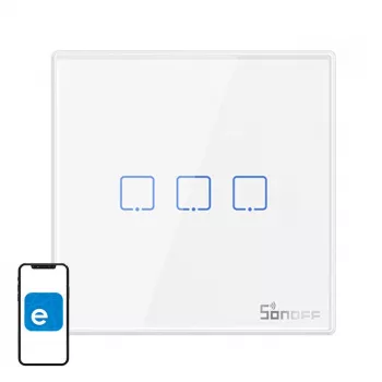 Išmanusis belaidis sieninis jungiklis Sonoff T2EU3C-RF 433MHz (3 kanalų)