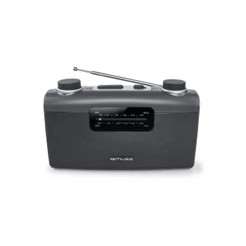 Nešiojamas radijas Muse M-058 R — AM/FM, sukamoji garsumo reguliavimo rankenėlė, baterijos arba kintamoji srovė (230 V, 50 Hz), juoda / pilka