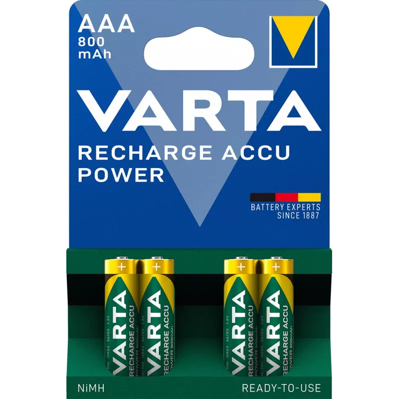 VARTA HR03 AAA Įkraunama baterija Accu Power 800 mAh 56703 Įkraunamos baterijos 4 vnt. Žalia