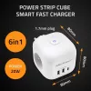 Maitinimo lizdų blokas QOLTEC 52548 su 3×AC lizdais ir USB prievadu