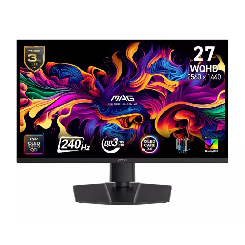 Monitorius | MSI | MAG 273QP QD-OLED X24 | 26.5 inch | Žaidimams | Matinis | QD-OLED skydelis | 2560x1440 | 16:9 | 240Hz | 0,03 ms | Spalva Juoda | MAG273QPQD-OLEDX24