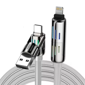 Blitzwolf BW-HDC6 4-in-1 USB-C/USB-A to USB-C/Lightning laidas 1,2 m 240 W RGB (pilka)