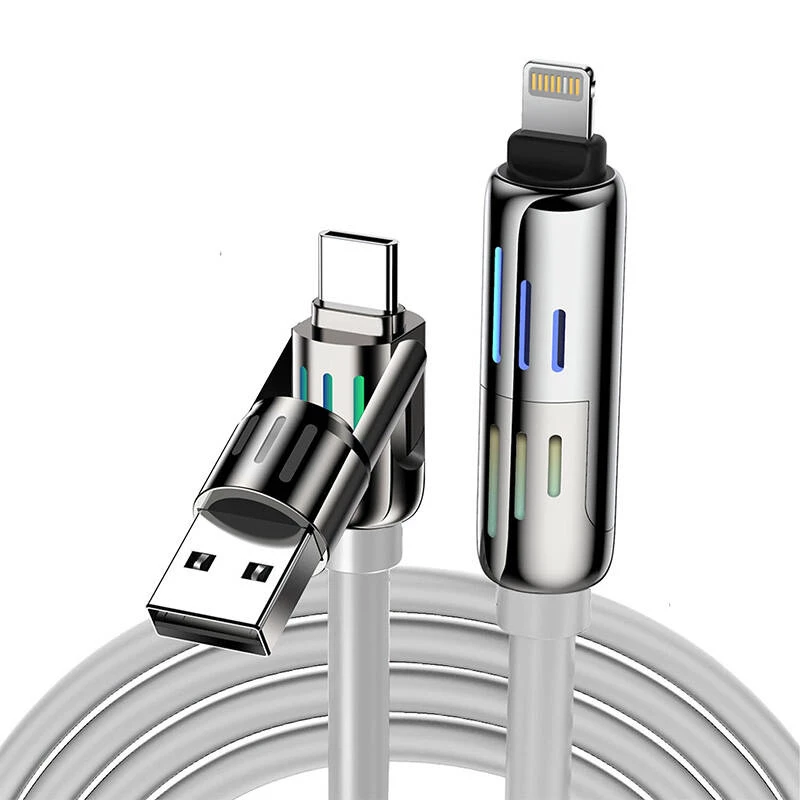 Blitzwolf BW-HDC6 4-in-1 USB-C/USB-A to USB-C/Lightning laidas 1,2 m 240 W RGB (pilka)