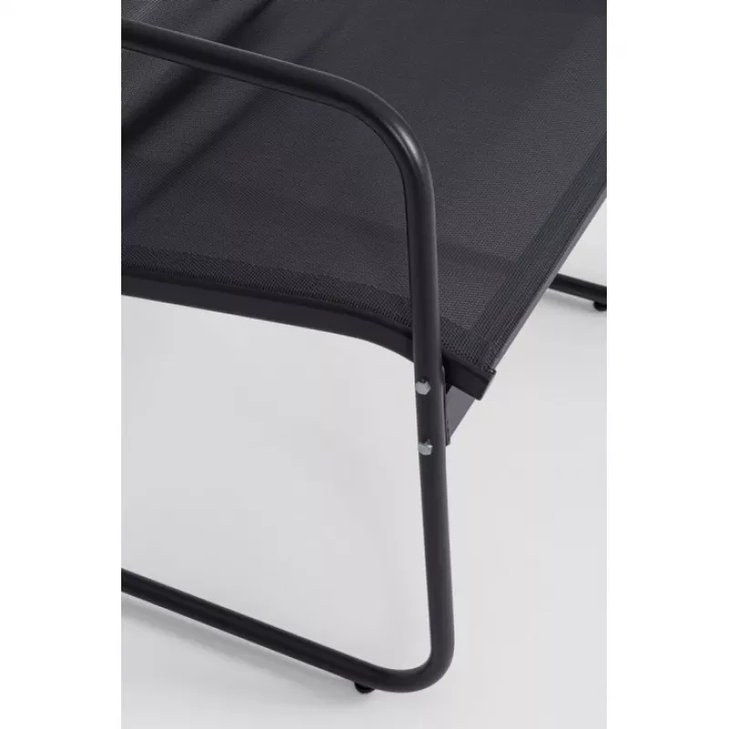 Extralink Juoda FOREST ZESTAW MEBLI OGRODOWYCH TEKSTYLEN DWA KRZESLA + LEZANKA + STOLIK ROZKLADANY CZARNY L-0358 lauko baldų komplektas