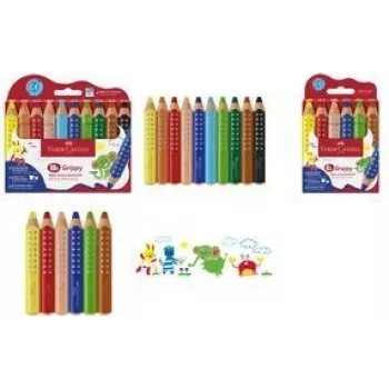 Vaško pagrindo pieštukas Faber-Castell 110630 Mėlyna Žalia Oranžinė Rožinė Raudona Geltona 6 vnt.