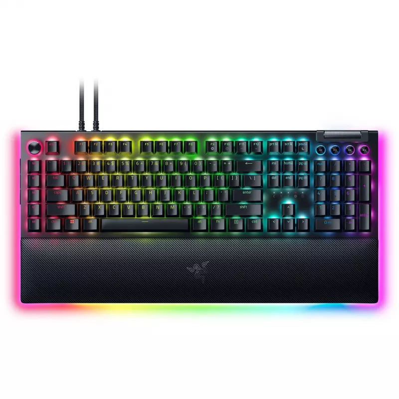 Razer JuodaWidow V4 Pro klaviatūra, žaidimų, USB, QWERTZ, vokiečių k., juoda, mechaninė RGB
