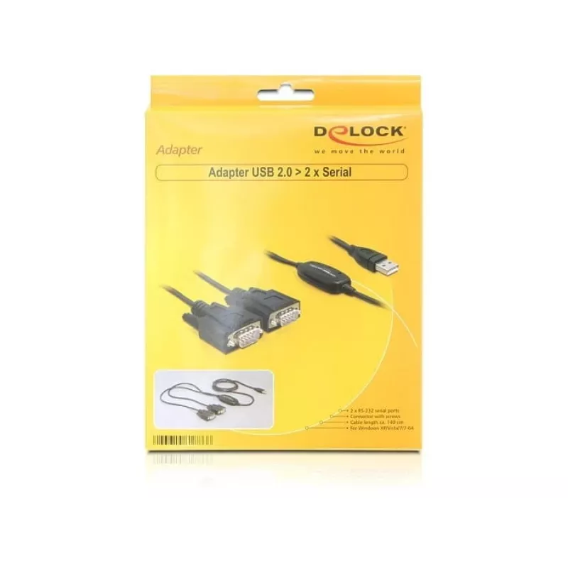 Serijinis kabelis DeLOCK 2x RS232/USB 2.0 juodas 61886