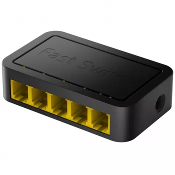 Tinklo komutatorius Cudy FS105D — 5 prievadų „Fast Ethernet“ 10/100, 1 Gbit/s komutavimas, juodas