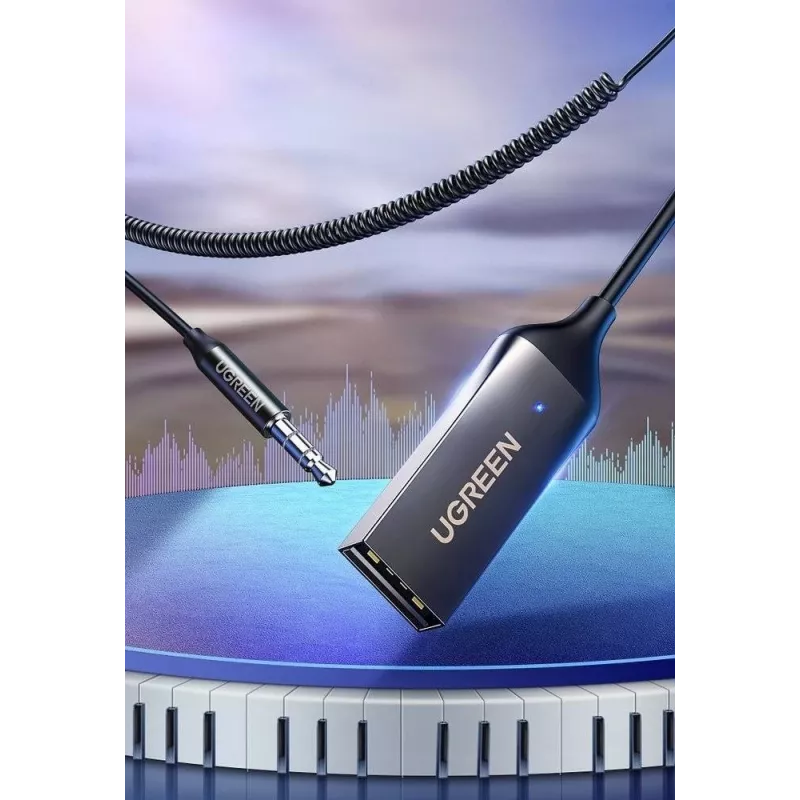 UGREEN CM309 Bluetooth 5.0 USB garso imtuvas su 3,5 mm AUX lizdu, juodas, 20–20000 Hz