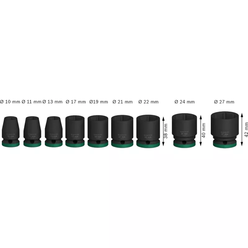 Smūginių galvučių rinkinys Bosch Powertools PRO 1/2 colio 9 vnt., juodas
