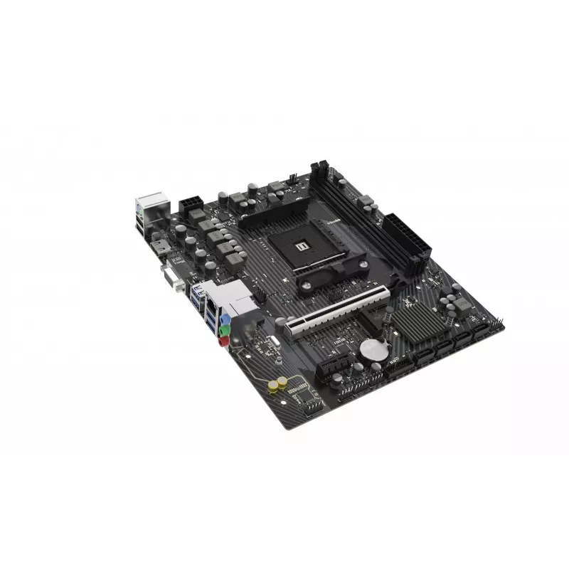 Micro ATX pagrindinė plokštė Sapphire A520M-E, skirta Socket AM4, AMD A520 mikroschemų rinkiniui, 2x DDR4 DIMM, max 64 GB, PCIe 3.0 x16/x1, SATA III, Gigabit LAN