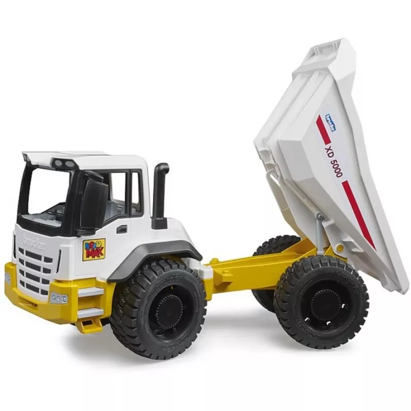 Žaislinis savivartis sunkvežimis BRUDER ROADMAX modelis 03470 – vaikiška statybinė transporto priemonė, tvirtas plastikas, pakeliama kėbulo dalis