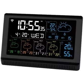Išmanusis garsiakalbis MANTA MTO200B Windy Juoda — belaidis garso perdavimas per Bluetooth ir Wi‑Fi, su balso asistento palaikymu