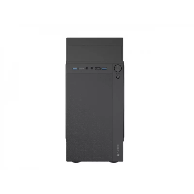 PC korpusas NATEC Helix Mini Tower Juoda — microATX/Mini-ITX, 3x3,5 col. + 5x2,5 col., 33 cm GPU, USB-C/USB-A prievadai