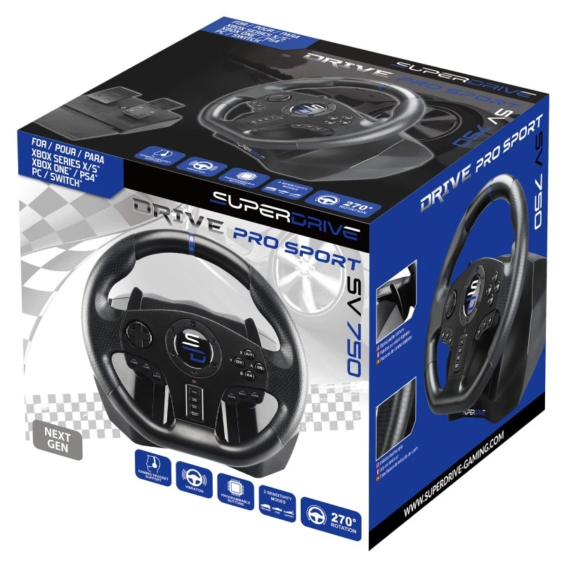 Vairaratis + pedalai Subsonic SV750 juodas 270° sukimosi USB