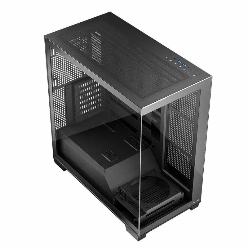 PC korpusas MODECOM Volcano Stellar NF ATX midi tower, grūdintas stiklas, juoda, palaiko ATX/micro ATX, GPU iki 420 mm, CPU aušintuvas 175 mm