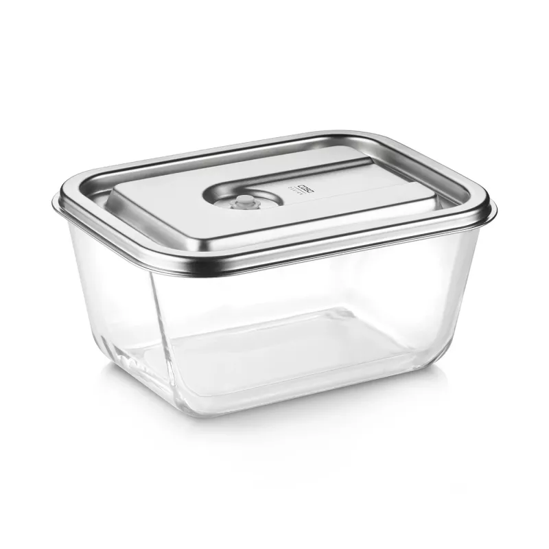 Caso stiklinis vakuuminis indas su plastikiniu dangteliu | VacuBoxx nerūdijančio plieno XL | Skaidrus
