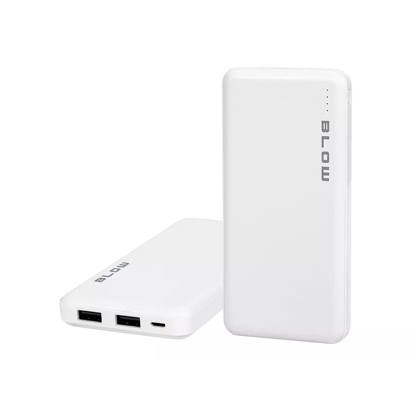 Nešiojamasis įkroviklis, išorinė baterija BLOW PB10A 10000mAh (37Wh), 2x USB-A išėjimai, 22.5W bendra galia, Micro‑USB įvestis, polimerinė baterija