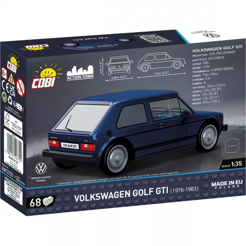 Lietas metalinis automobilio modelis Cobi Volkswagen Golf GTI 1976–1983, mėlynas, mastelis 1:35