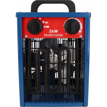 Elektrinis ventiliatoriaus šildytuvas BLAUPUNKT EH7010 — 2000 W, nerūdijantis plienas elementas, IPX4, grindų naudojimas, iki 22 m², juoda/mėlyna/raudona