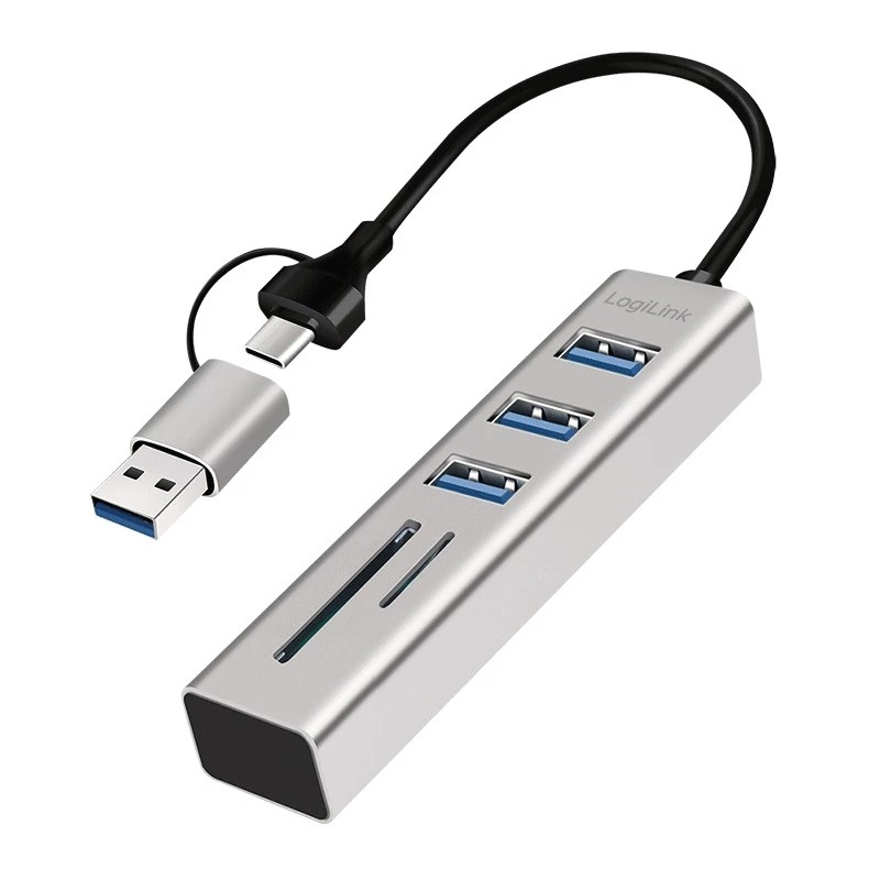 USB3.0 šakotuvas USB-A, SD/microSD lizdas, 2-in-1