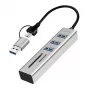 USB3.0 šakotuvas USB-A, SD/microSD lizdas, 2-in-1