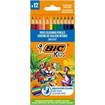 BIC Spalvoti pieštukai Kids Smooth 12 spalvų rinkinys
