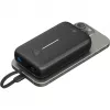 Powerbank 20.000 mAh, integruotas USB-C laidas 13cm, 30 W (juoda, 20 Ah, 1x USB-A, 2x USB-C, PD, QC)