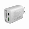 CANYON pakrovėjas OnCharge 65RC su įmontuotu USB-C kabeliu 65W, 1x PD, 1x QC, EU kištukas, Baltas