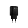 NATEC laidinis mobiliųjų įrenginių įkroviklis NUC-2141, 30W, USB-C PD 3.0 + USB-A QC 3.0, 110–240V, juodas