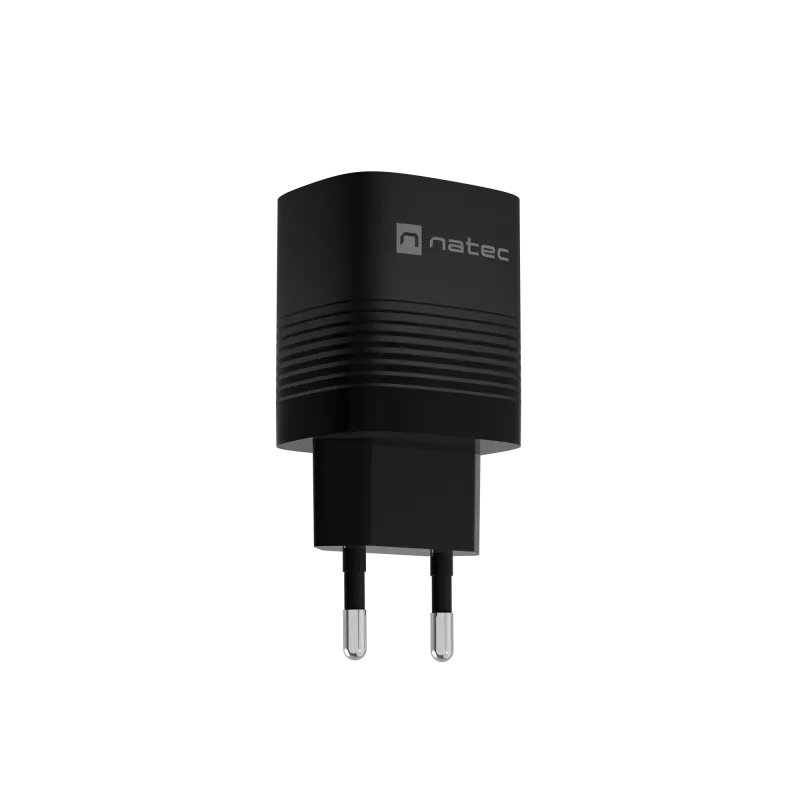 NATEC laidinis mobiliųjų įrenginių įkroviklis NUC-2141, 30W, USB-C PD 3.0 + USB-A QC 3.0, 110–240V, juodas