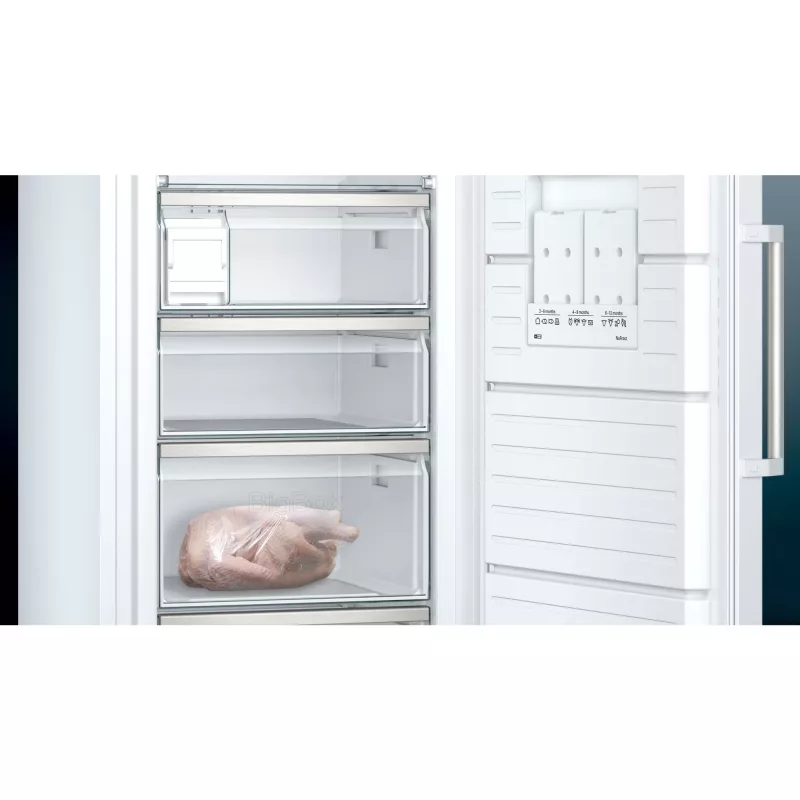 Siemens iQ500 GS58NAWCV šaldiklis Vertikalus šaldiklis Pastatomas 366 L Balta