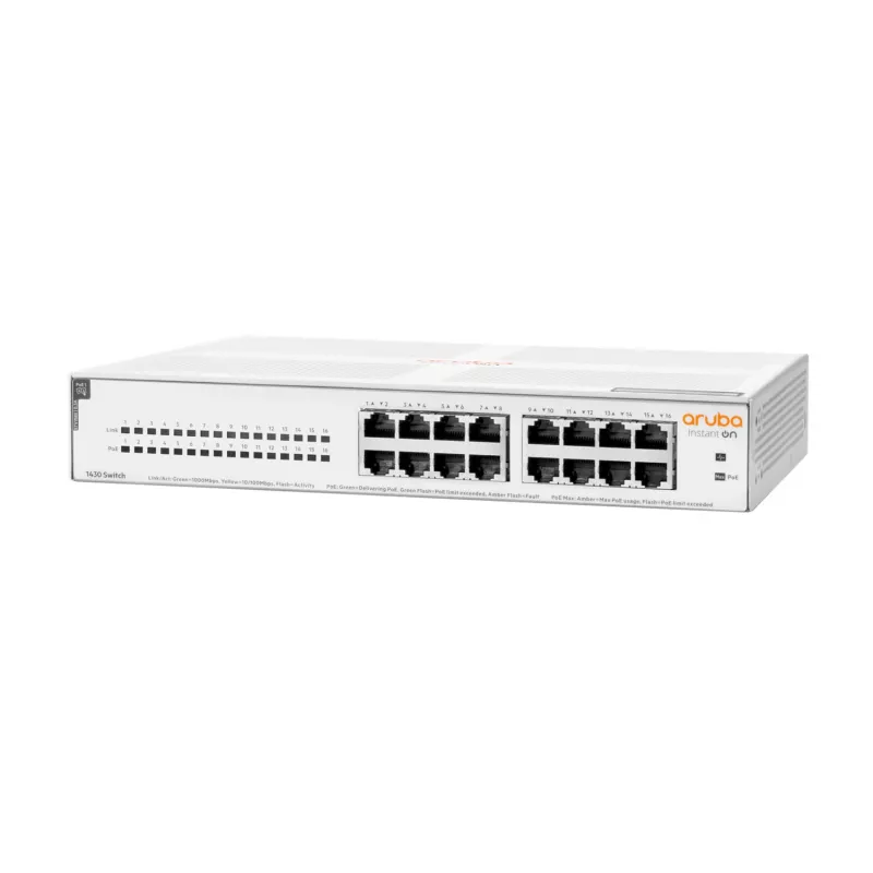HPE Aruba Networking Aruba Instant On 1430 16G Class4 PoE 124W nevaldomas L2 Gigabit Ethernet (10/100/1000) maitinimas per Ethernet (PoE) 1U balta