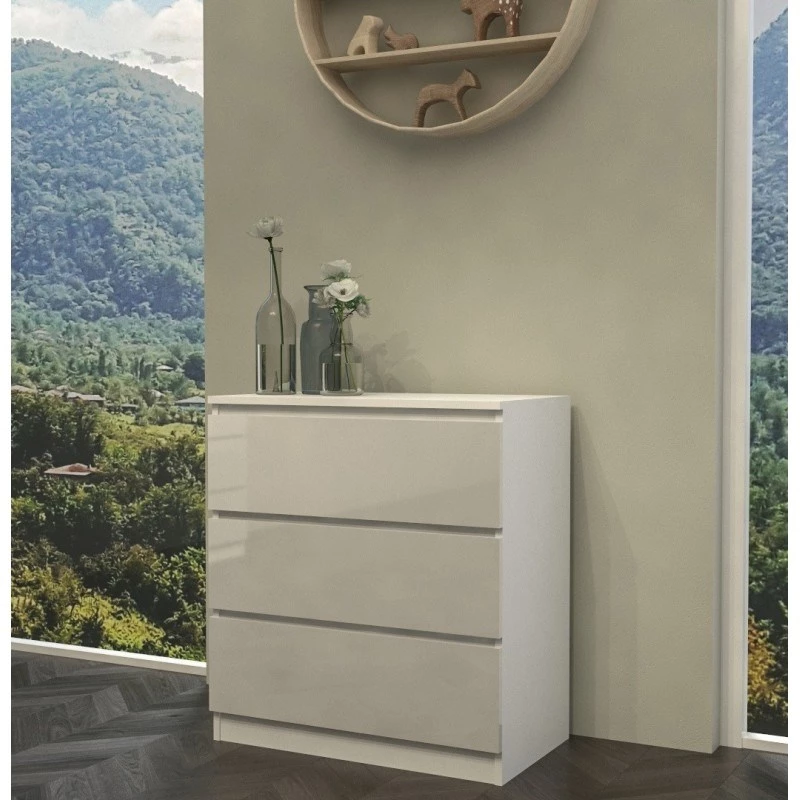 Topeshop M3 BIEL POŁYSK komoda