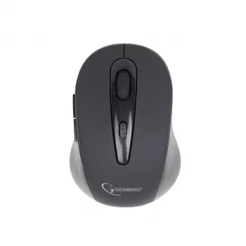 Belaidė Bluetooth optinė pelė GEMBIRD MUSWB2 — dešiniarankiams, 1600 DPI, 6 mygtukų, juoda/pilka, AAA baterijos