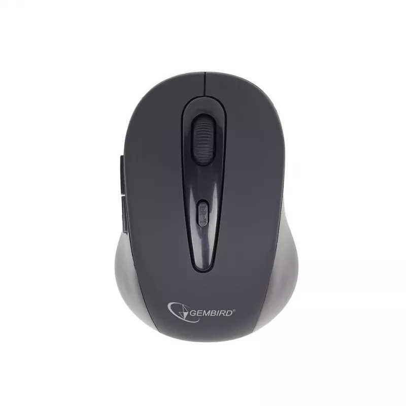 Belaidė Bluetooth optinė pelė GEMBIRD MUSWB2 — dešiniarankiams, 1600 DPI, 6 mygtukų, juoda/pilka, AAA baterijos